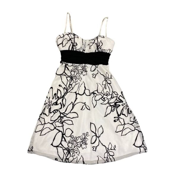 Speechless Girls White & Black Shimmer Design Spaghetti Strap Dress Sz XS - Picture 1 of 3